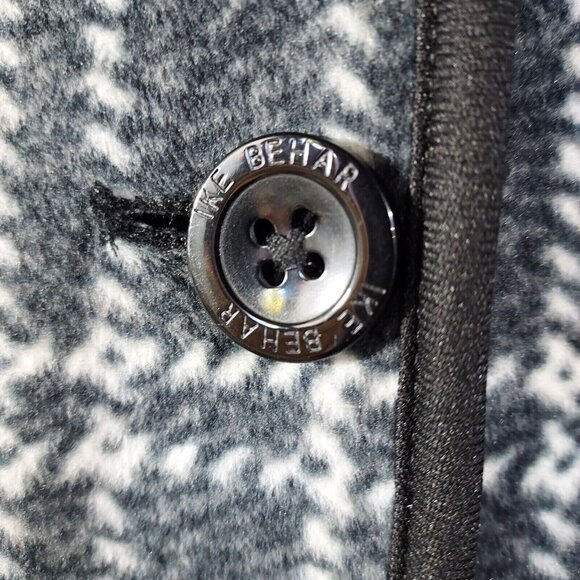 Coat Hooded Jacket Plush Lined Charcoal Plaid Small Ike Behar - Picture 10 of 16